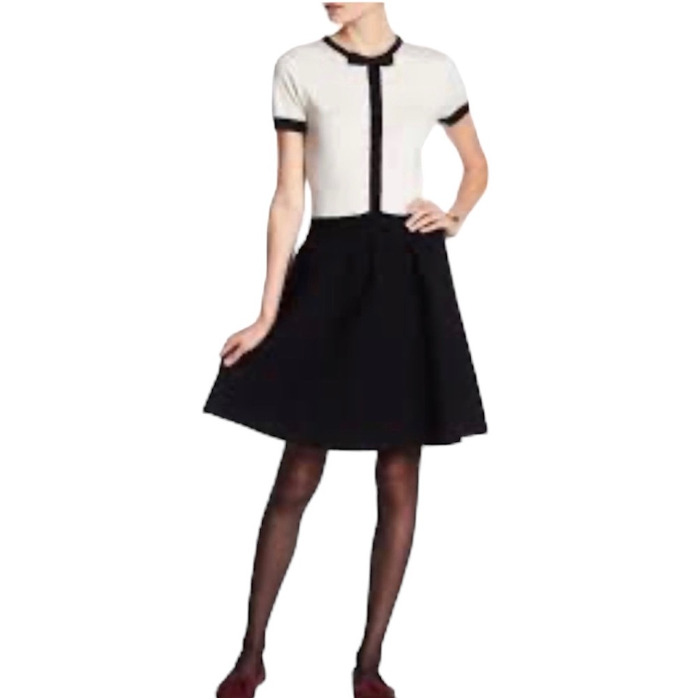 Kate Spade New York Mini Black and Ivory White Sweater Dress & Black Bow Size S - Picture 1 of 8